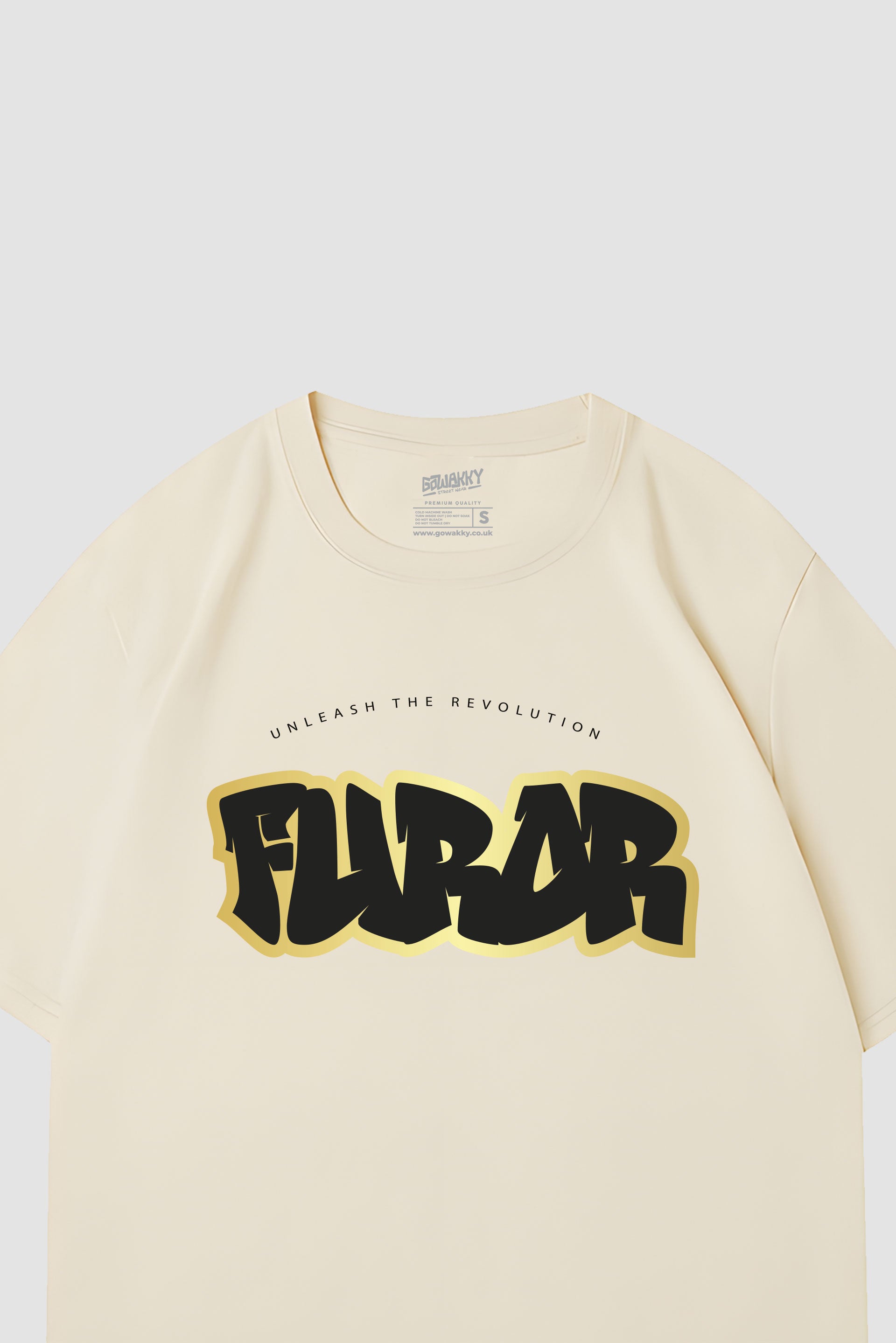 Oversized Furor Bold Tee in Gold Outline